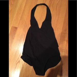 American Apparel Backless Halter Plunge Bodysuit